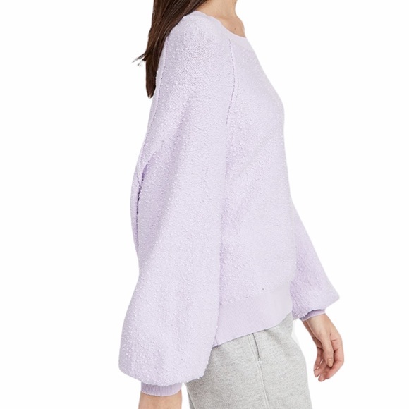 Free People S lavender slubbed puff sleeve sweater - Picture 3 of 12